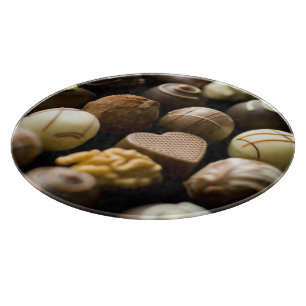 Delicious chocolate pralines cutting board