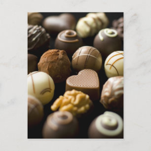 Delicious chocolate pralines postcard