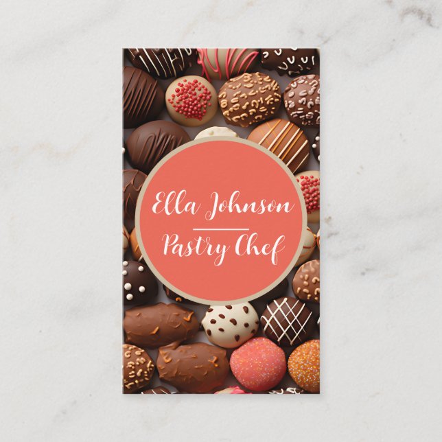 delicious chocolates background  business card (Front)