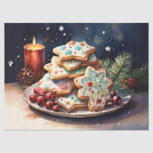 Delicious Christmas Cookies on a Festive Plate Dec Tissue Paper