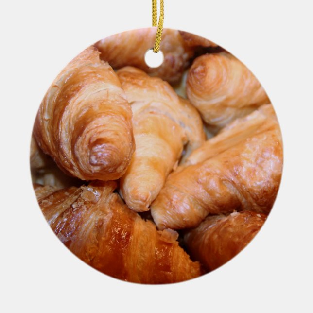 Delicious classic french croissants photograph ceramic tree decoration (Front)