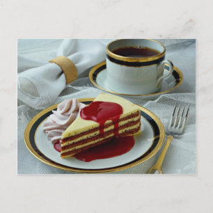 Delicious Coffee and baumkuchen torte Postcard