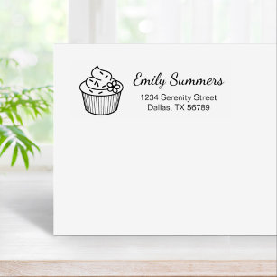 Delicious Cupcake with Frosting Address Rubber Stamp