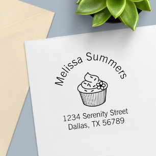 Delicious Cupcake with Frosting Address Self-inking Stamp