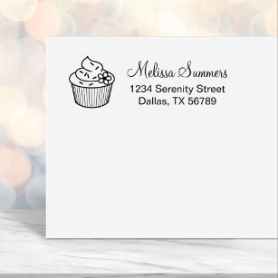 Delicious Cupcake with Frosting Address Self-inking Stamp