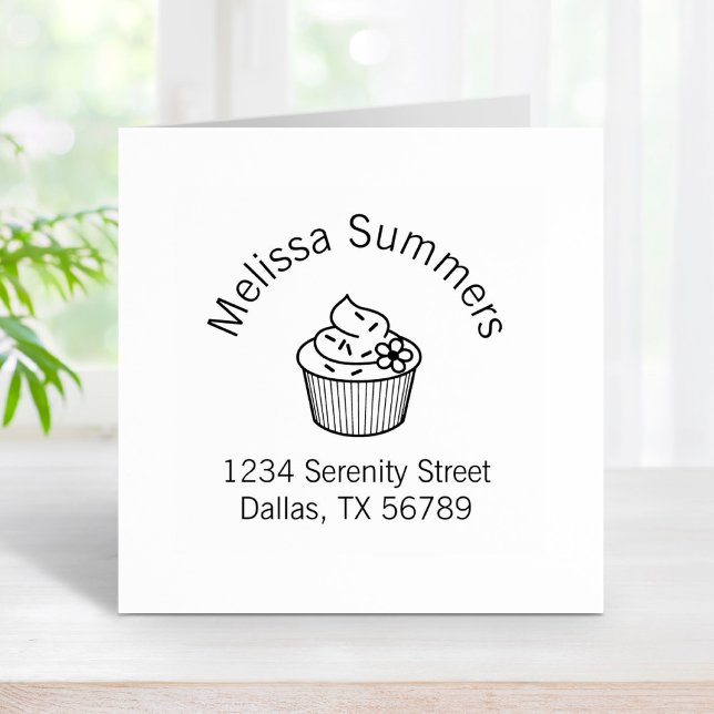 Delicious Cupcake with Frosting Yummy Address Rubber Stamp (Creator Uploaded)