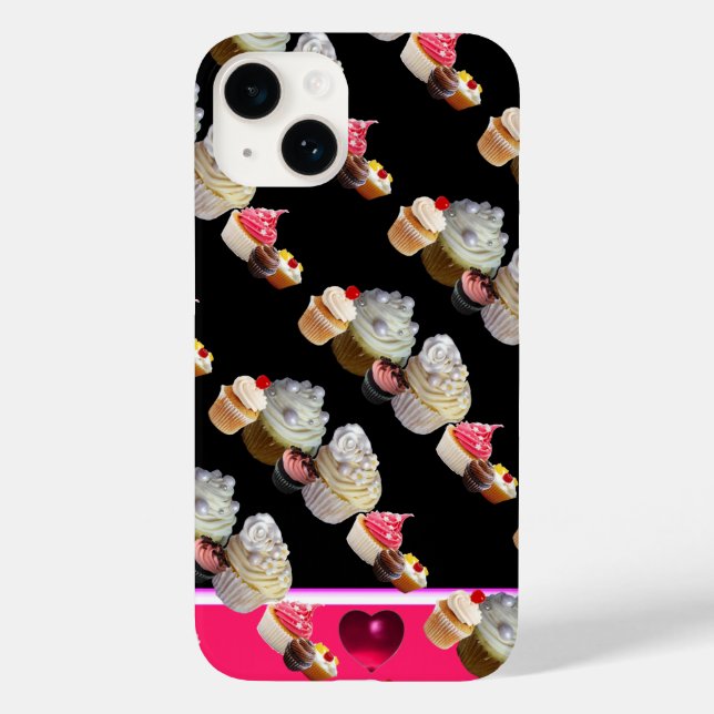 DELICIOUS CUPCAKES DESERT SHOP, Pink,Fuchsia White Case-Mate iPhone Case (Back)