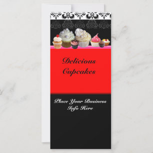 DELICIOUS CUPCAKES DESERT SHOP,Red Orange Black