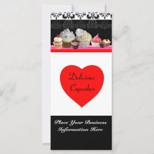 DELICIOUS CUPCAKES DESERT SHOP,Red Orange Black