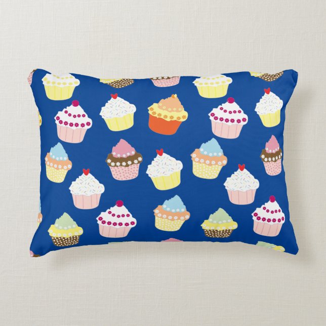 Delicious Decorated Birthday Cupcakes Accent Pillo Decorative Cushion (Front)