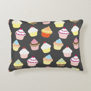 Delicious Decorated Birthday Cupcakes Accent Pillo Decorative Cushion