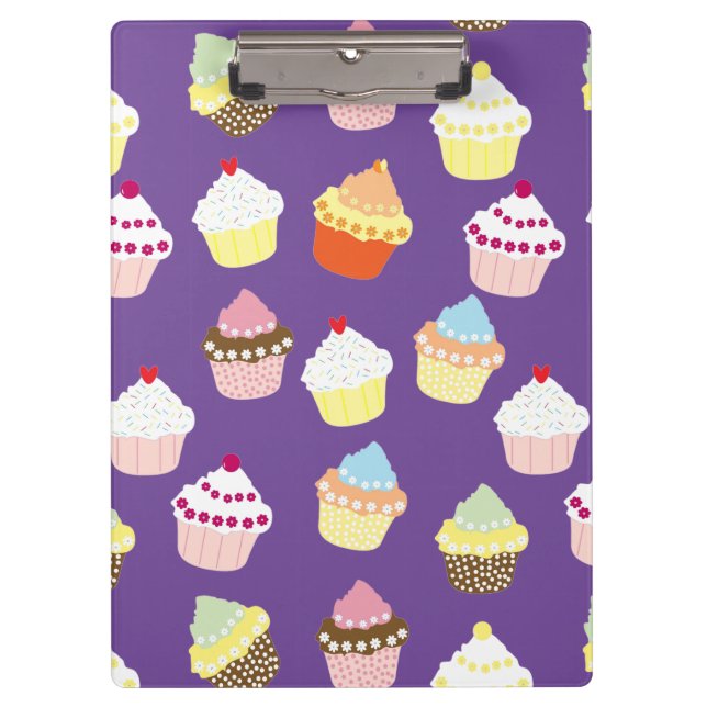 Delicious Decorated Birthday Cupcakes Clipboard (Front)