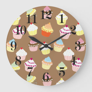 Delicious Decorated Birthday Cupcakes Large Clock