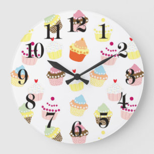 Delicious Decorated Birthday Cupcakes Large Clock