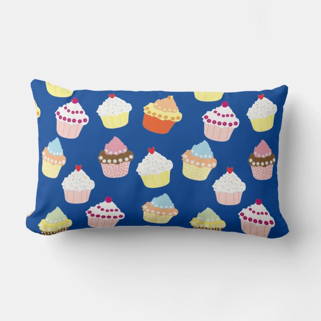 Delicious Decorated Birthday Cupcakes Lumbar Pillo Lumbar Cushion (Front)
