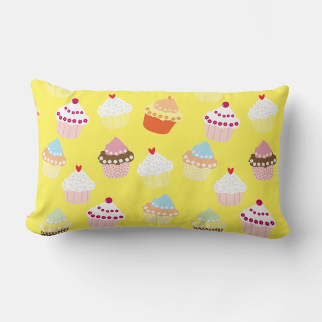 Delicious Decorated Birthday Cupcakes Lumbar Pillo Lumbar Cushion (Front)
