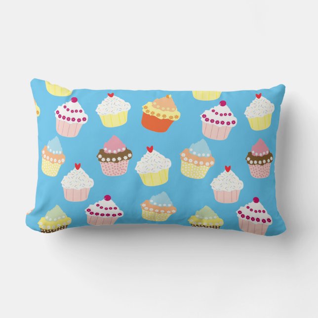 Delicious Decorated Birthday Cupcakes Lumbar Pillo Lumbar Cushion (Front)