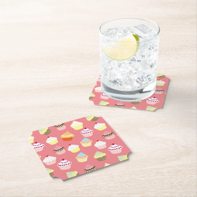Delicious Decorated Birthday Cupcakes Paper Coaster (Insitu)