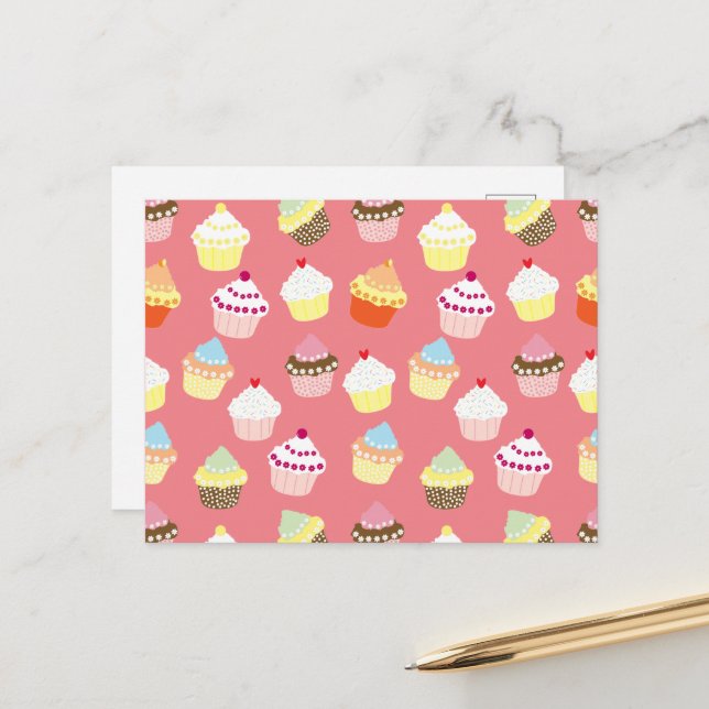 Delicious Decorated Birthday Cupcakes Postcard (Front/Back In Situ)