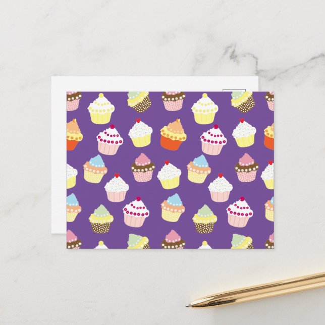 Delicious Decorated Birthday Cupcakes Postcard (Front/Back In Situ)
