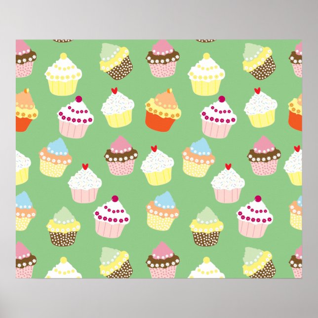 Delicious Decorated Birthday Cupcakes Poster (Front)
