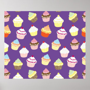 Delicious Decorated Birthday Cupcakes Poster