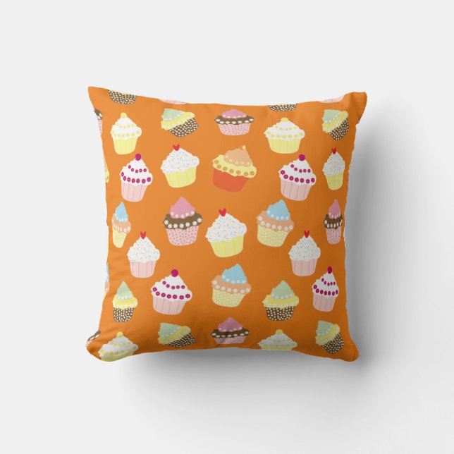 Delicious Decorated Birthday Cupcakes Throw Pillow (Front)