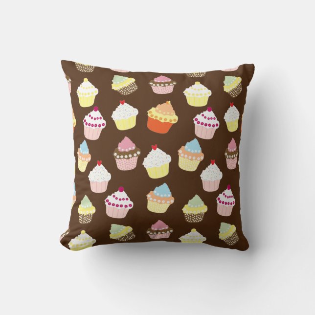 Delicious Decorated Birthday Cupcakes Throw Pillow (Front)