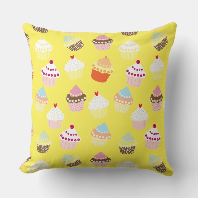 Delicious Decorated Birthday Cupcakes Throw Pillow (Front)