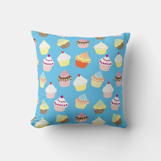 Delicious Decorated Birthday Cupcakes Throw Pillow (Front)