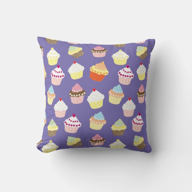 Delicious Decorated Birthday Cupcakes Throw Pillow (Front)