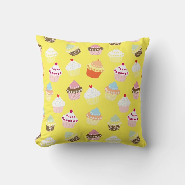 Delicious Decorated Birthday Cupcakes Throw Pillow (Front)