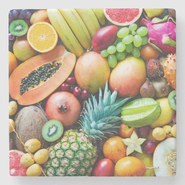 Delicious Display of Fruits Stone Coaster (Front)