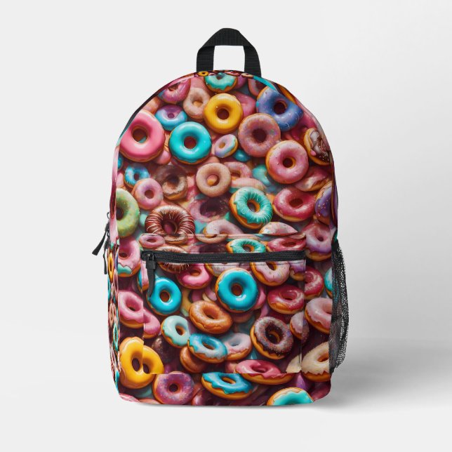 Delicious doughnut pattern printed backpack (Front)