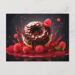 Delicious doughnut with sugar glaze, top view. postcard