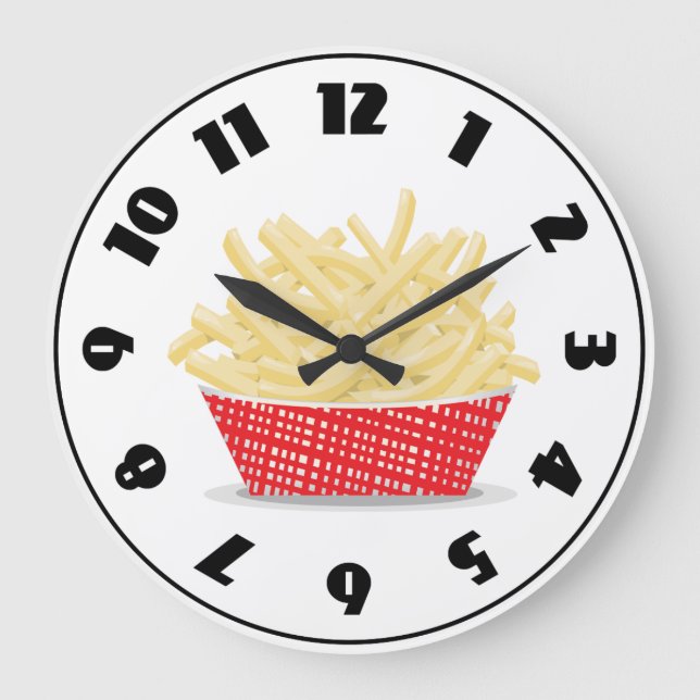 Delicious French Fries Retro Fast Food  Large Clock (Front)