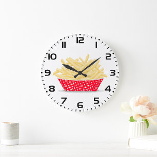 Delicious French Fries Retro Fast Food  Large Clock