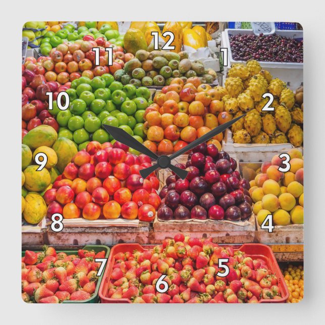 Delicious Fruit Stand Assortment Square Wall Clock (Front)