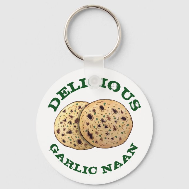 Delicious Garlic Naan Bread Indian Flatbread Baker Key Ring (Front)