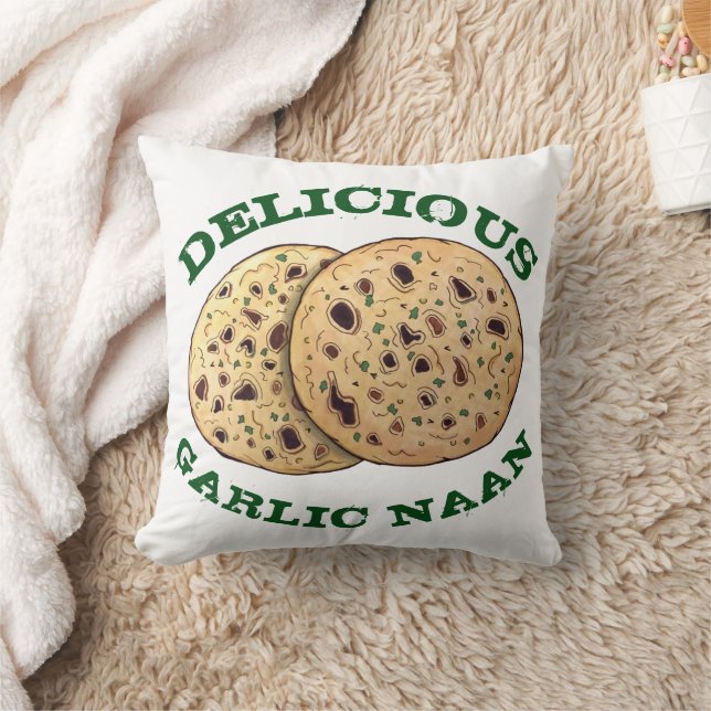 Delicious Garlic Naan Bread Indian Flatbread Food Cushion (Blanket)