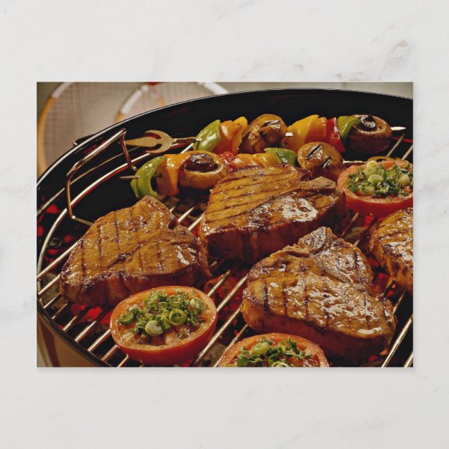 Delicious Grilled T-bone steaks Postcard (Front)