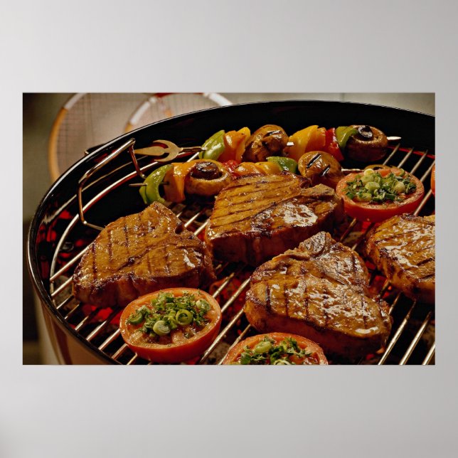 Delicious Grilled T-bone steaks Poster (Front)