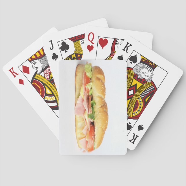 Delicious Ham & Cheese Sub Sandwich Playing Cards (Back)