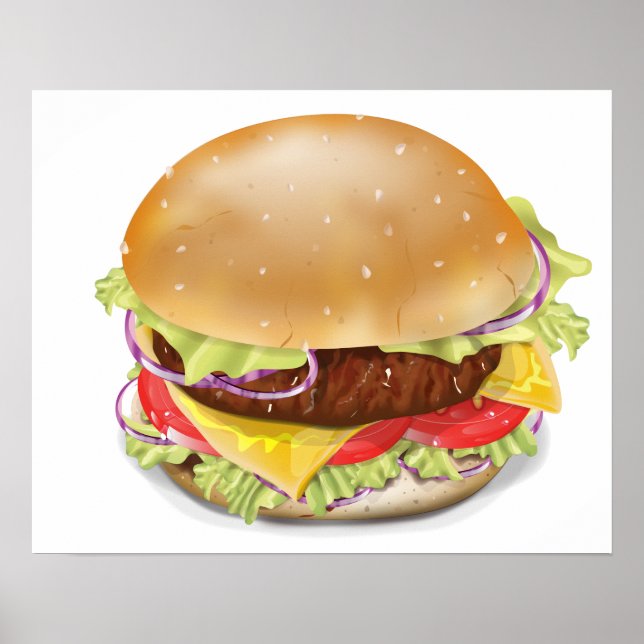 Delicious hamburger or cheeseburger. poster (Front)