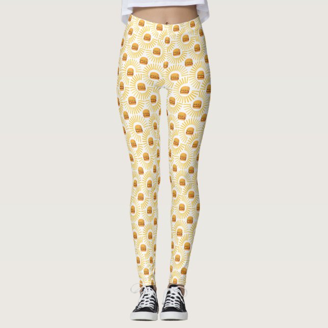 Delicious hamburger with fries leggings (Front)