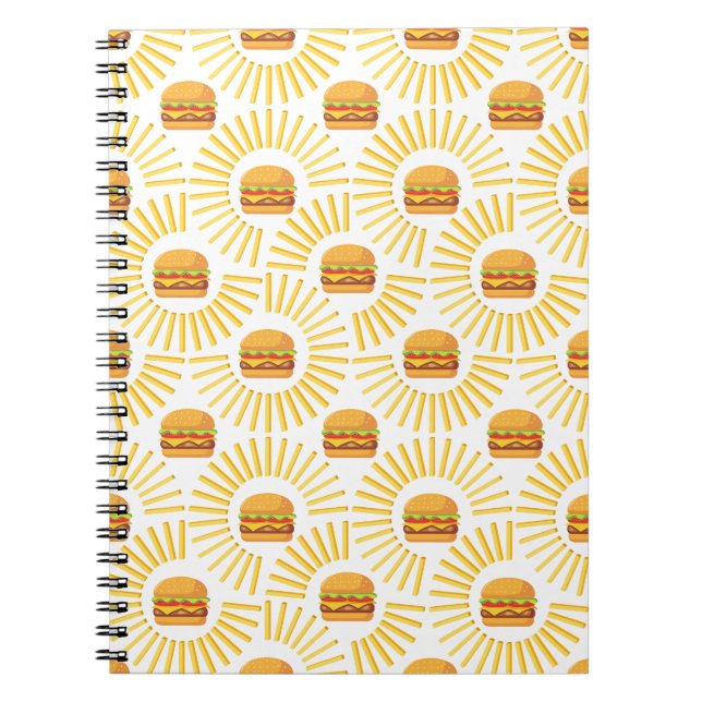 Delicious hamburger with fries notebook (Front)