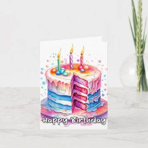 Delicious Happy Birthday Party Cake Card