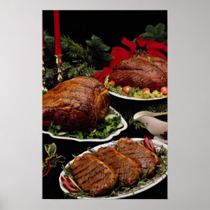 Delicious Holiday beef roast and steaks Poster