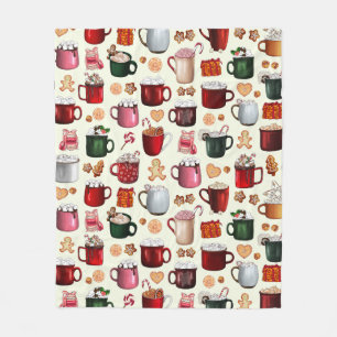 Delicious Hot Cocoa Winter Christmas Drinks and Tr Fleece Blanket