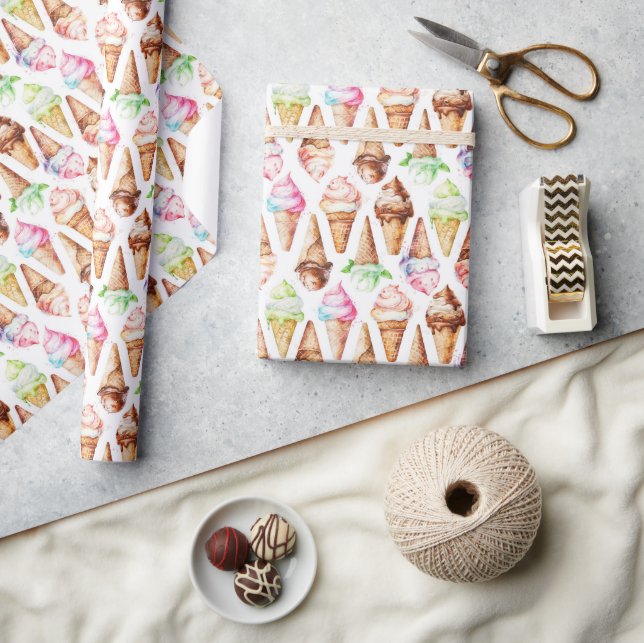 Delicious Ice Cream Cones Wrapping Paper (Crafts)